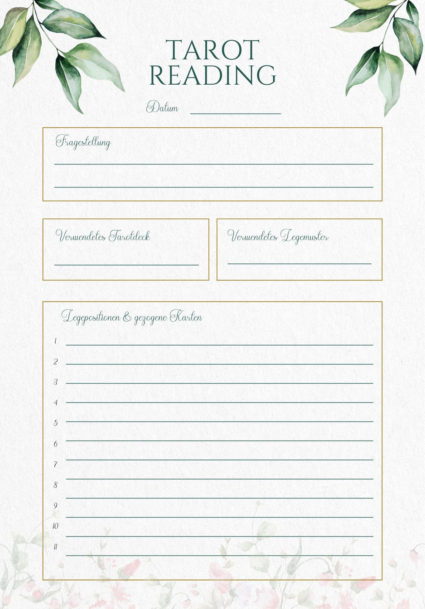 Tarot Journal für deine Kartenlegungen (PDF Download)