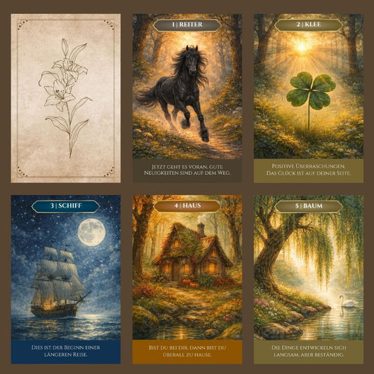 Lenormand Orakel, 36 Karten (kleines Format)