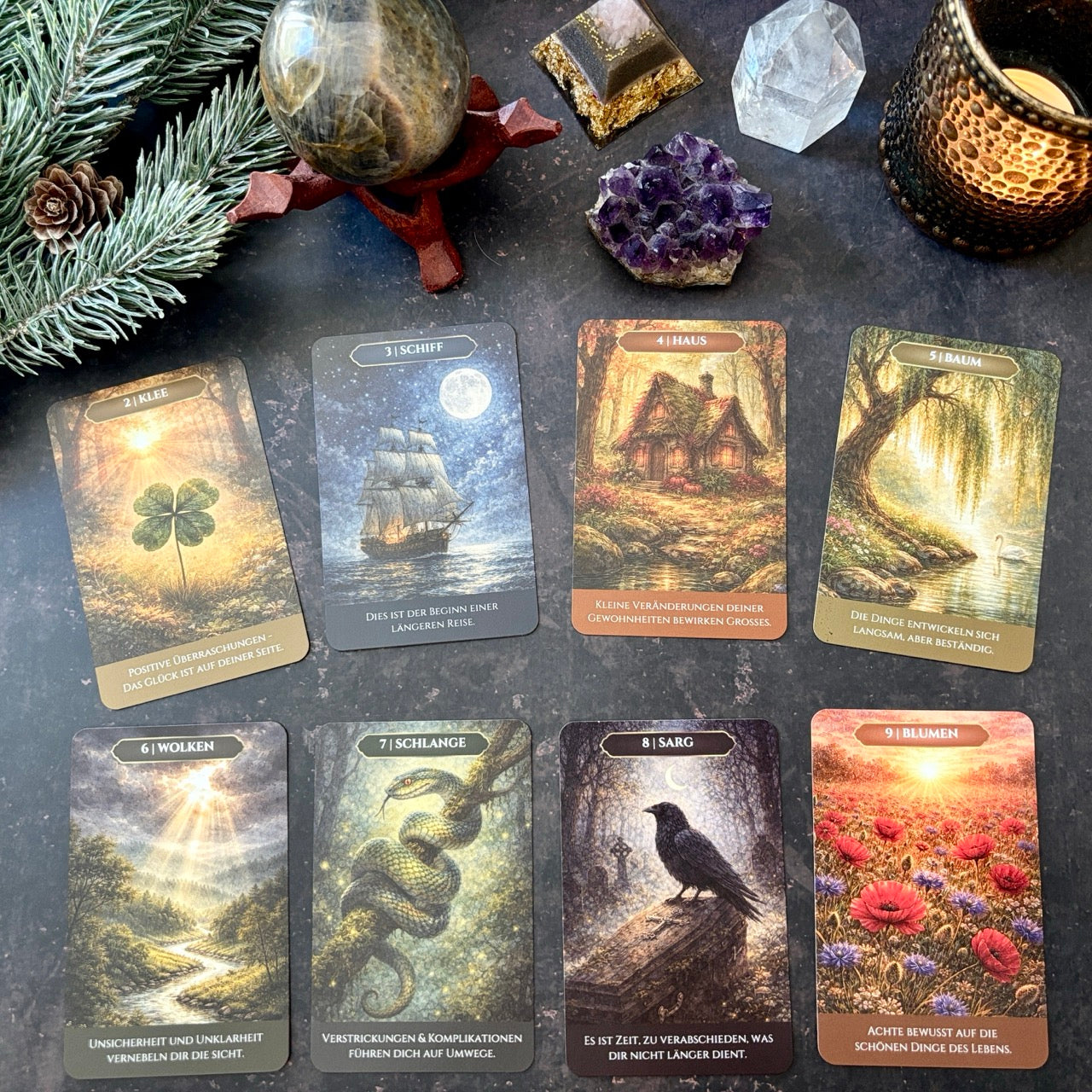 Lenormand Orakel, 36 Karten (kleines Format)