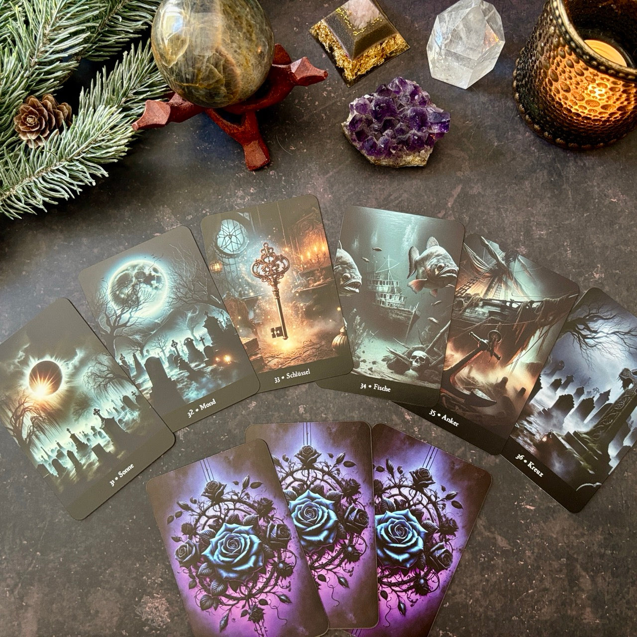 Dark Lenormand Kartenset, 36 Karten (kleines Format)